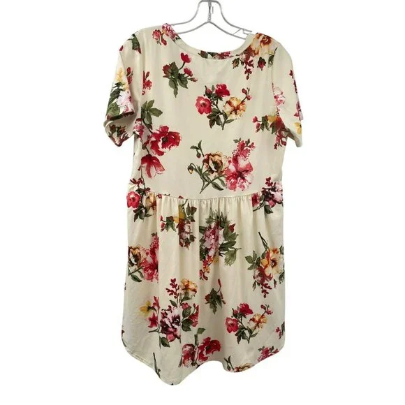 Jodifl Womens Floral Babydoll Dress Short Sleeve Multicolor Size Medium - Picture 7 of 9